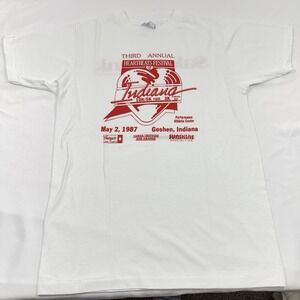 Vintage White Res Single Stitch 1987 Goshen Indiana‎ 10K Run Shirt M